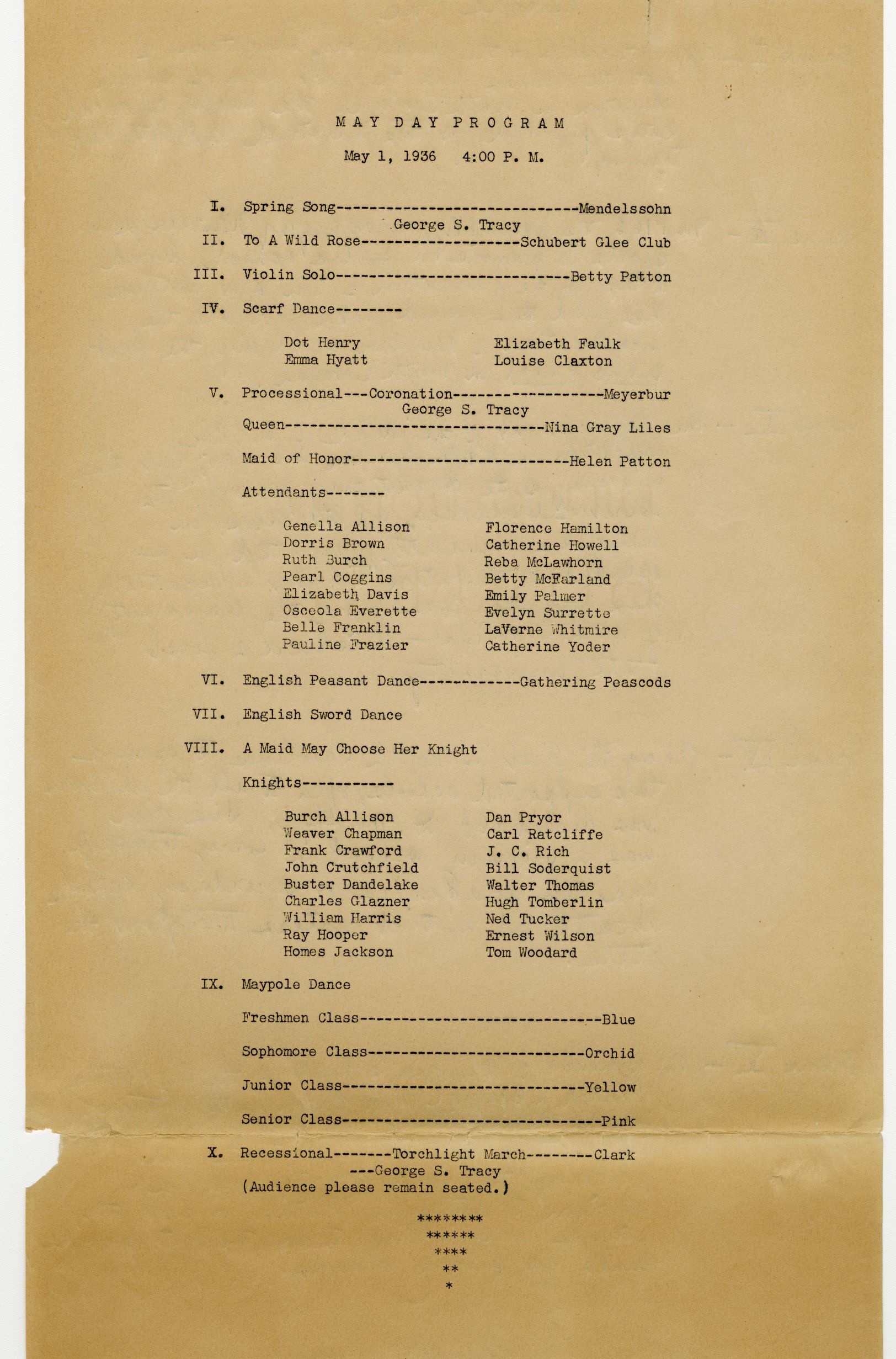 May Day Program, 1936