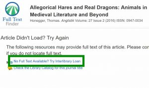 Image of Interlibrary Loan link in database.